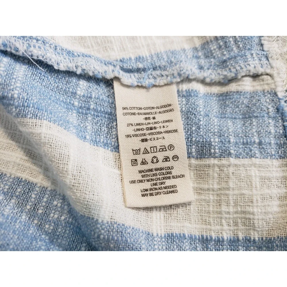 Free People We The Free Away at Sea Womens Top Size M Linen Blend Striped